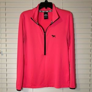 Half Zip Pink Polyester Sweatshirt